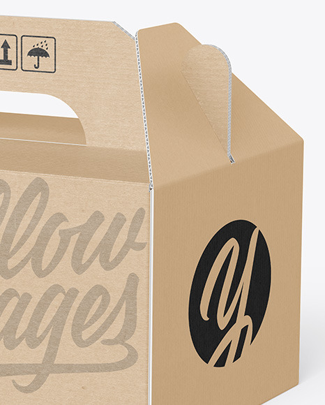 Kraft Cardboard Box w  Handle Mockup PSD #4