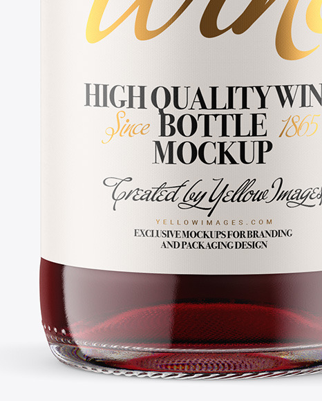 Clear Glass Bottle with Red Champagne Mockup Clear Glass Bottle with Red Champagne Mockup