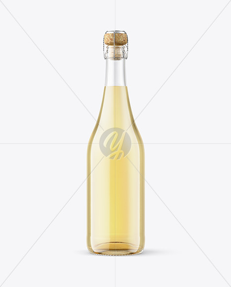 Clear Glass Bottle with White Champagne Mockup PSD #3