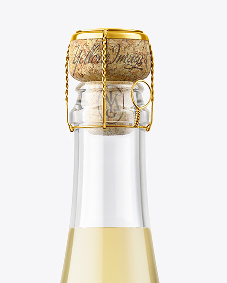 Clear Glass Bottle with White Champagne Mockup PSD #7