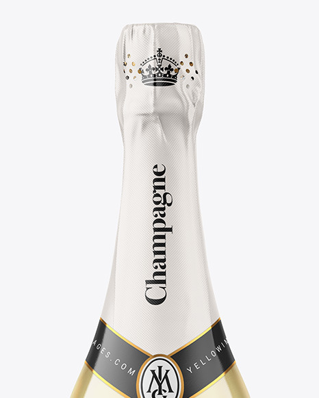 Clear Glass Bottle with White Champagne Mockup PSD #5