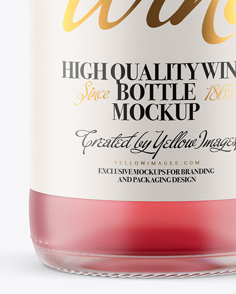 Frosted Glass Bottle with Pink Champagne Mockup PSD #1