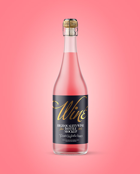 Frosted Glass Bottle with Pink Champagne Mockup PSD #6