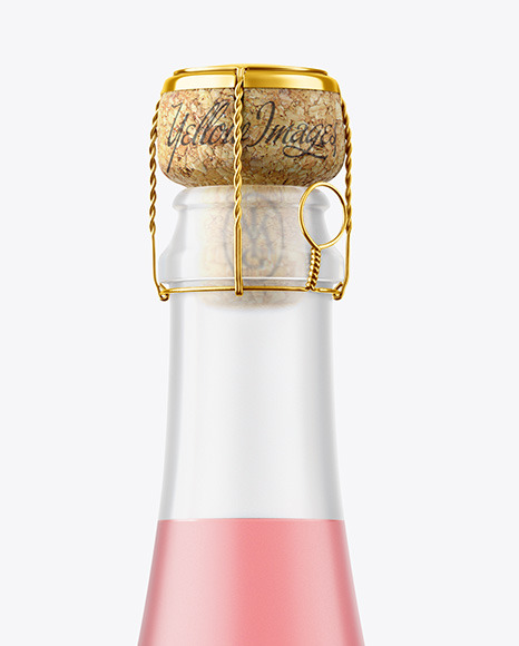 Frosted Glass Bottle with Pink Champagne Mockup PSD #7