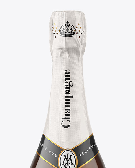Amber Glass Bottle with White Champagne Mockup PSD #2