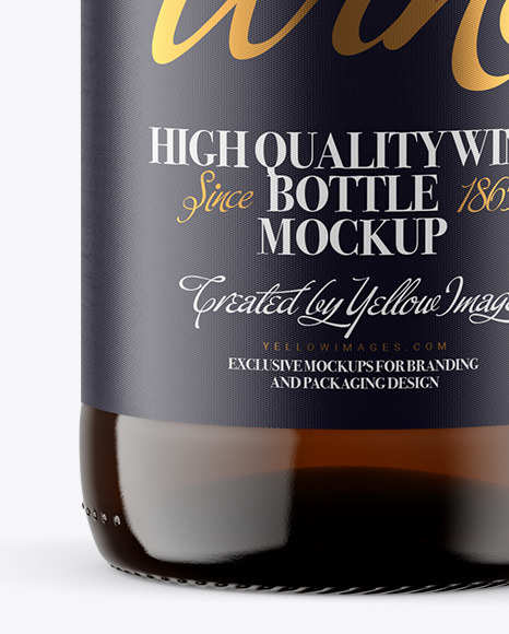 Amber Glass Bottle with White Champagne Mockup PSD #1