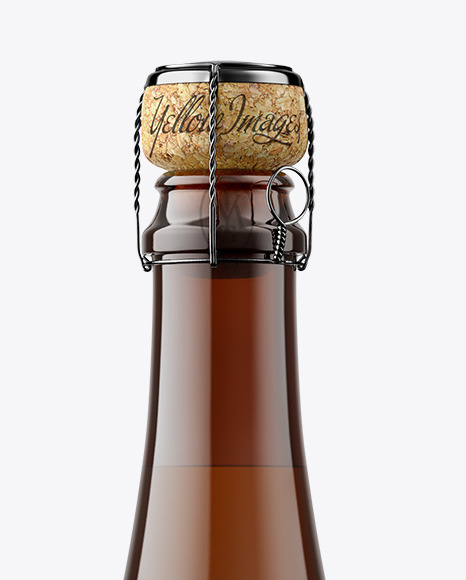 Amber Glass Bottle with White Champagne Mockup PSD #7