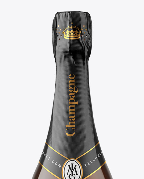Amber Glass Bottle with White Champagne Mockup PSD #5