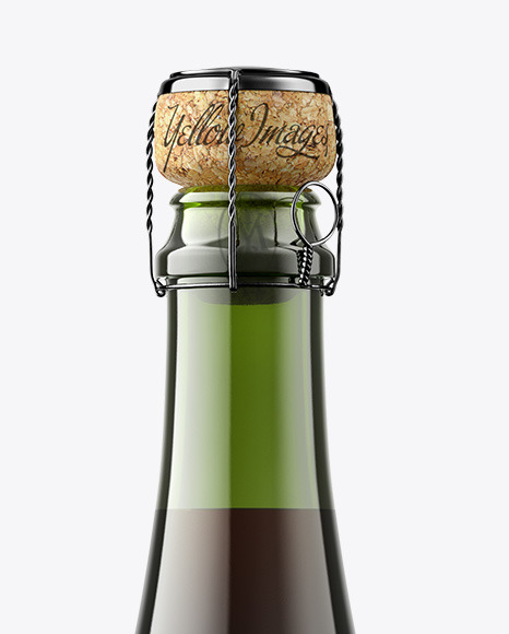 Green Glass Bottle with Red Champagne Mockup barbera 4766