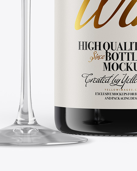 Green Glass Red Wine Bottle With Glass Mockup bordeaux 93750