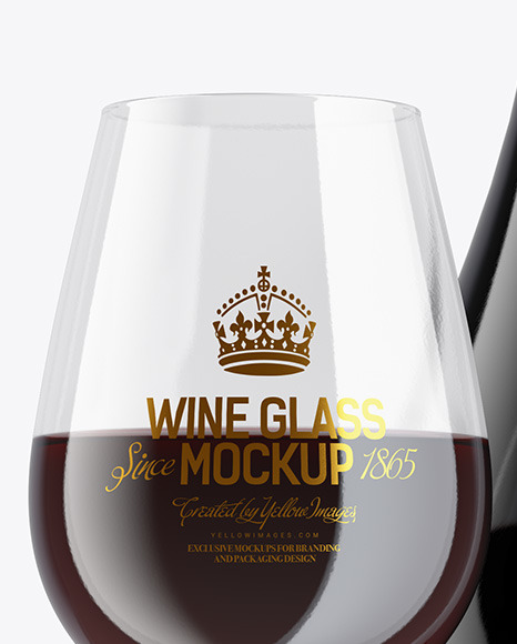 Green Glass Red Wine Bottle With Glass Mockup bordeaux wine 93751