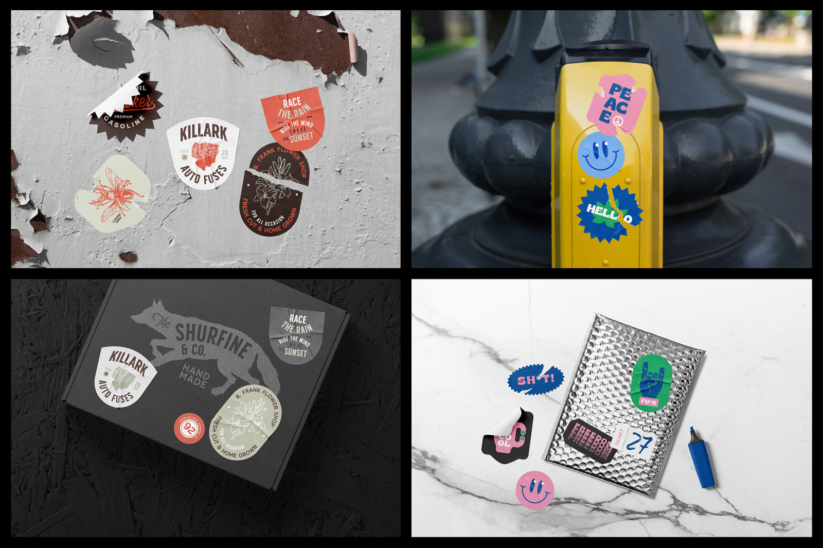 Sticker Mockups on Yellow Images Creative Store