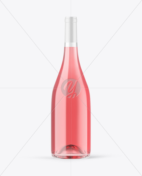 Clear Glass Pink Wine Bottle Mockup PSD #3
