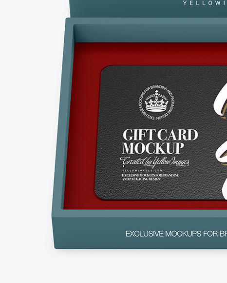 Textured Gift Card in a Box Mockup PSD #3