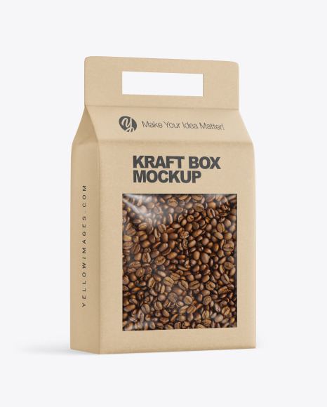 Kraft Box with Coffee Beans Mockup PSD #2