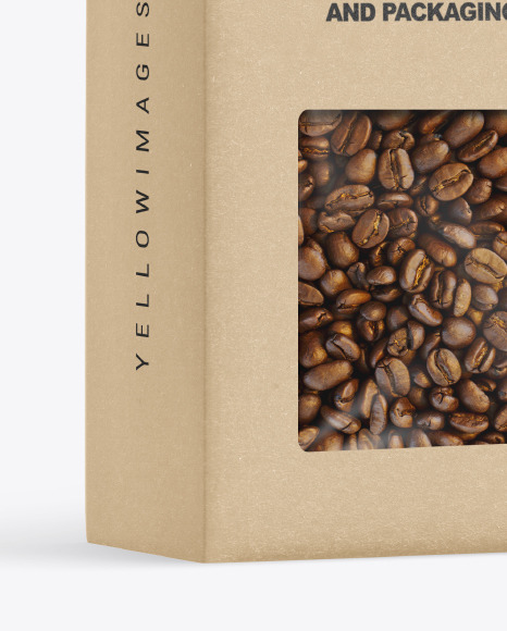 Kraft Box with Coffee Beans Mockup PSD #6