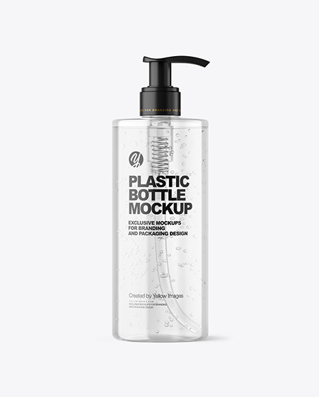 Clear Cosmetic Bottle with Pump Mockup PSD #3