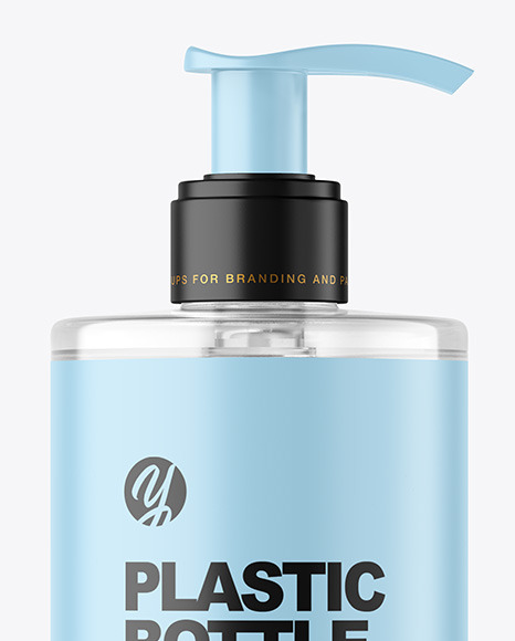 Clear Cosmetic Bottle with Pump Mockup PSD #4