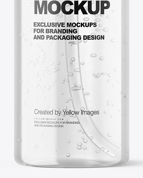 Clear Cosmetic Bottle with Pump Mockup PSD #6