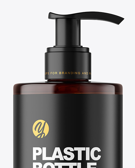 Amber Cosmetic Bottle with Pump Mockup amber 93584