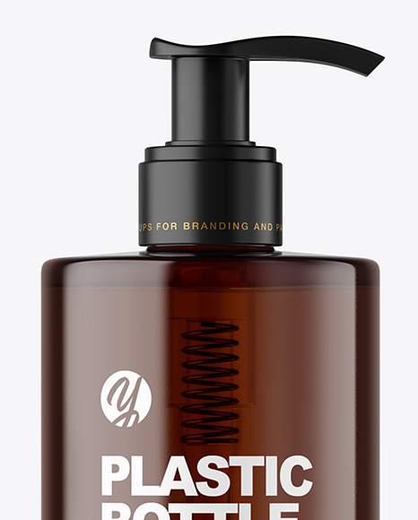 Amber Cosmetic Bottle with Pump Mockup antibacterial 93585