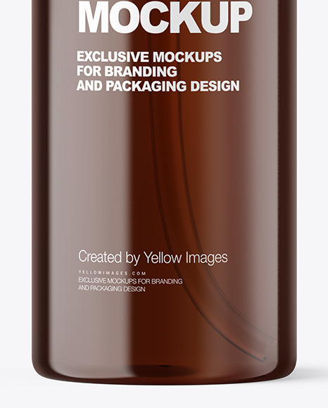 Amber Cosmetic Bottle with Pump Mockup antiseptic 93586