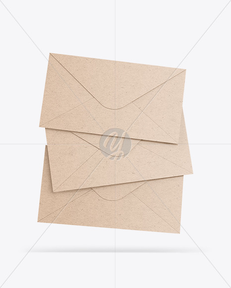 Three Kraft Paper Envelopes Mockup PSD #3