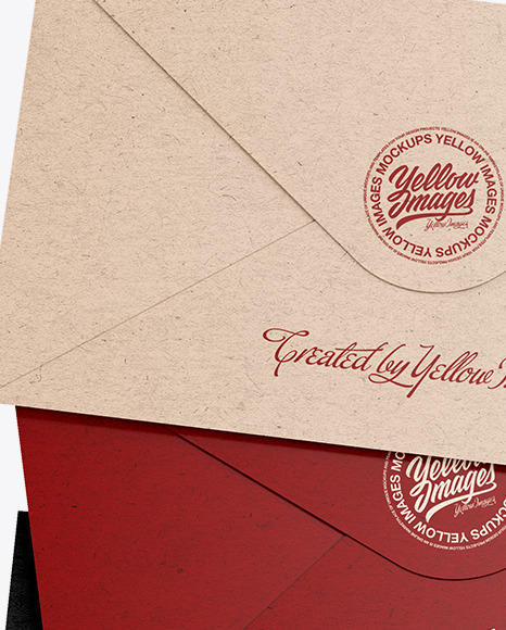 Three Kraft Paper Envelopes Mockup PSD #2