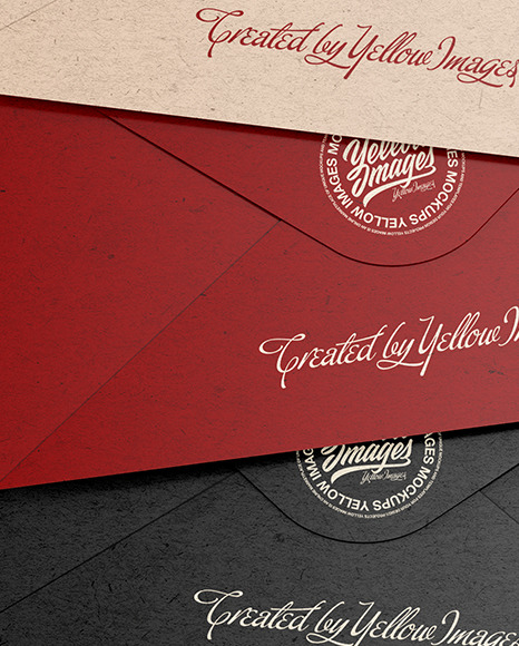 Three Kraft Paper Envelopes Mockup PSD #1