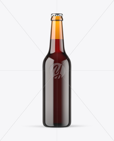 Amber Glass Bottle With Red Ale Mockup PSD #1