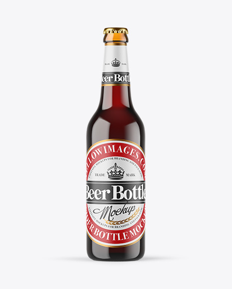 Amber Glass Bottle With Red Ale Mockup PSD #2