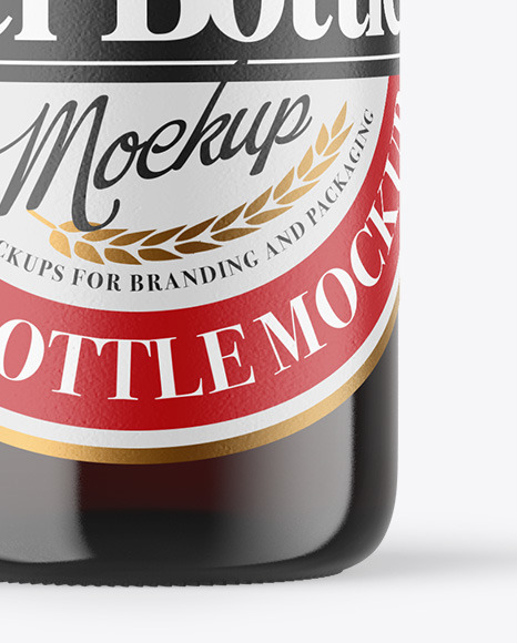 Amber Glass Bottle With Red Ale Mockup PSD #5