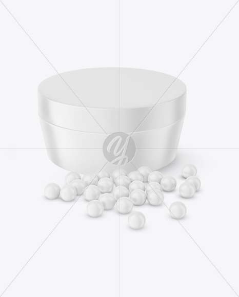 Cosmetic Jar with Powder Balls Mockup PSD #3