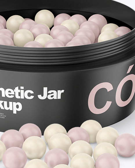 Cosmetic Jar with Powder Balls Mockup PSD #2