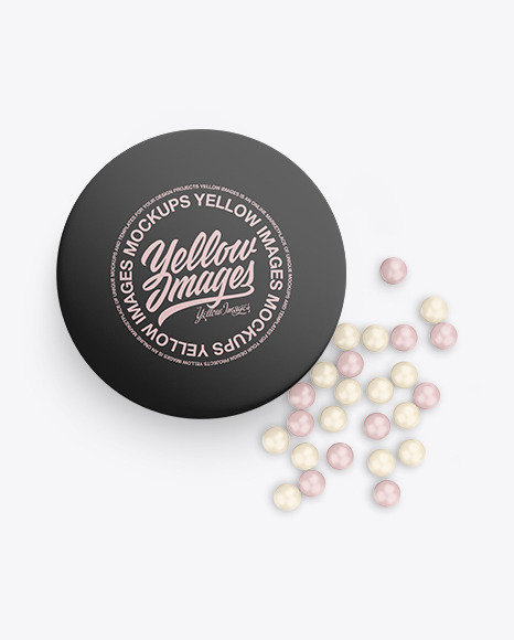 Cosmetic Jar with Powder Balls Mockup PSD #2