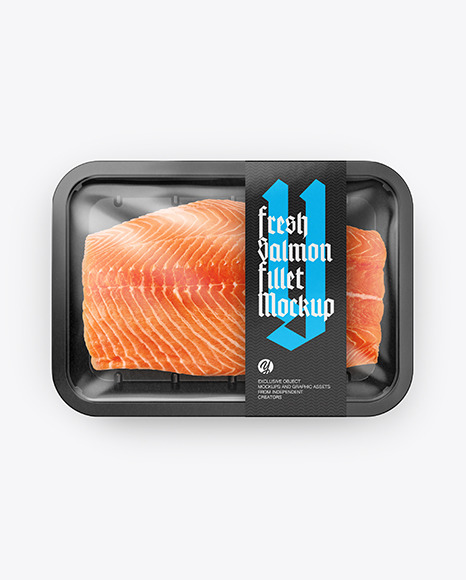 Plastic Tray With Salmon Fillet Mockup PSD #2