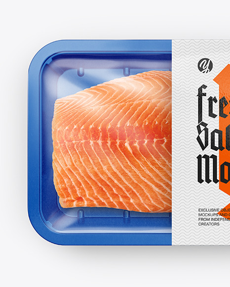 Plastic Tray With Salmon Fillet Mockup PSD #6