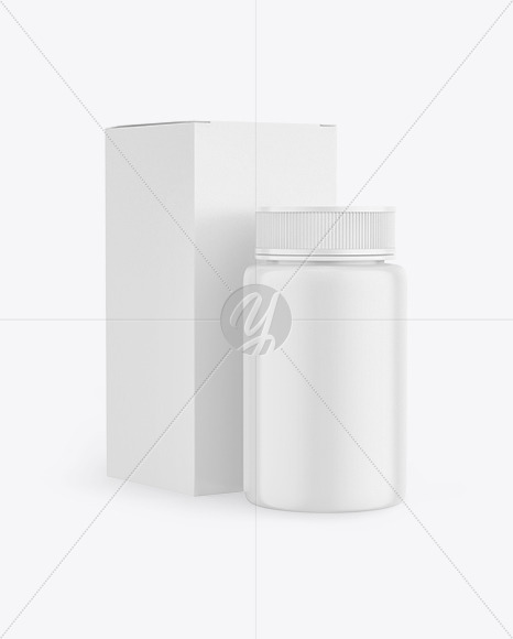 Matte Pills Bottle with Box Mockup PSD #3