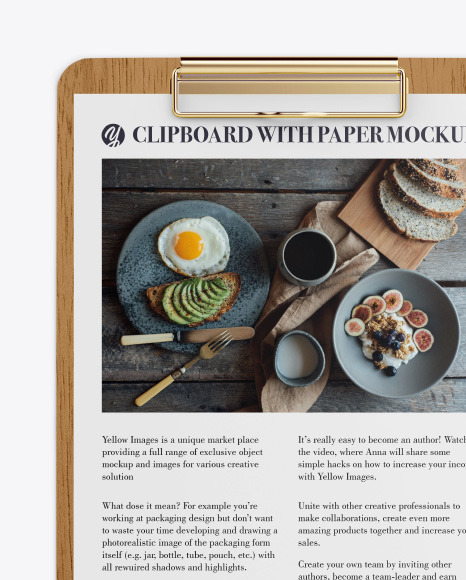 Wooden Clipboard W  A4 Paper Mockup PSD #2