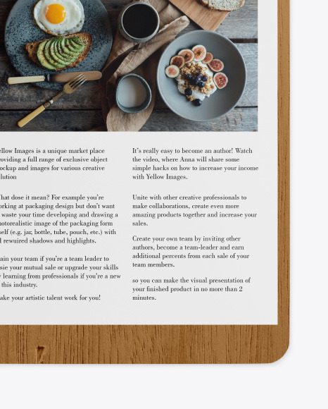 Wooden Clipboard W  A4 Paper Mockup PSD #1