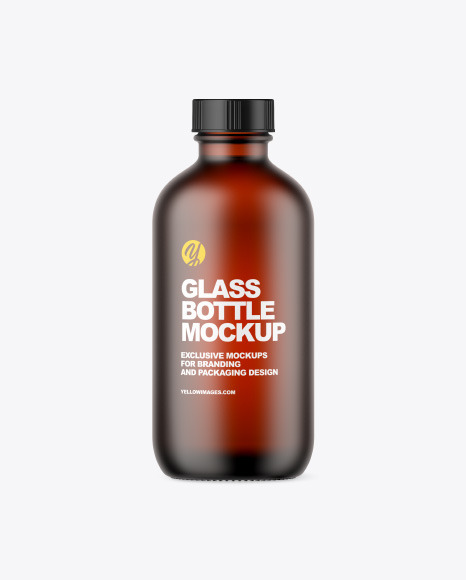 Frosted Amber Glass Bottle Mockup