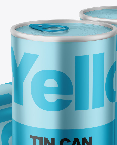 Three Metallic Tin Cans Mockup Three Metallic Tin Cans Mockup