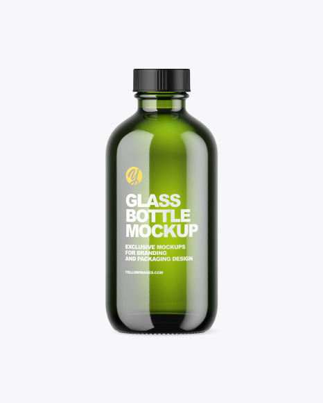 Green Glass Bottle Mockup PSD #2