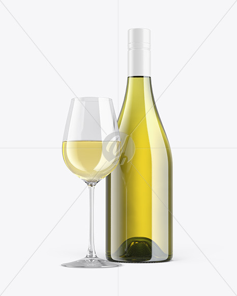 Antique Green Wine Bottle With Glass Mockup PSD #3