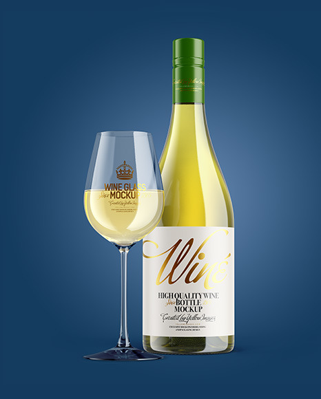 Antique Green Wine Bottle With Glass Mockup PSD #2