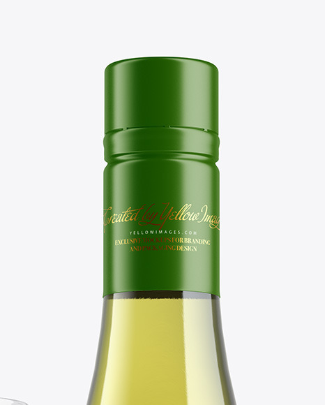 Antique Green Wine Bottle With Glass Mockup PSD #1