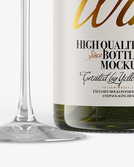 Antique Green Wine Bottle With Glass Mockup PSD #7