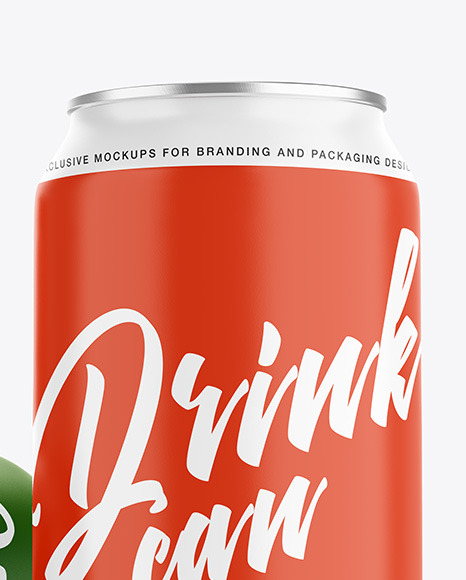 16 355Ml Metallic Drink Can W/ Matte Finish Mockup Packaging