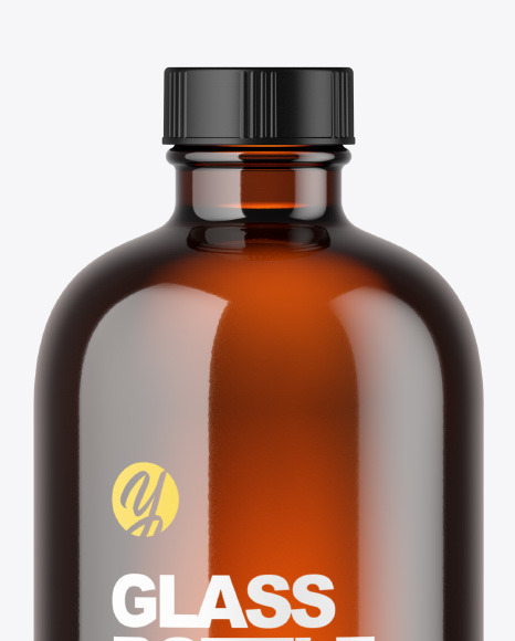 Amber Glass Bottle Mockup PSD #2