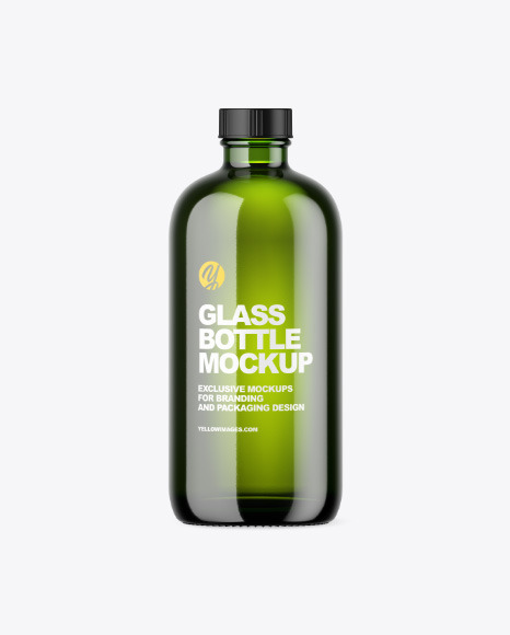 Green Glass Bottle Mockup PSD #2